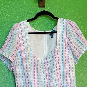 Colorful cotton day dress with sweetheart neckline by ModCloth.